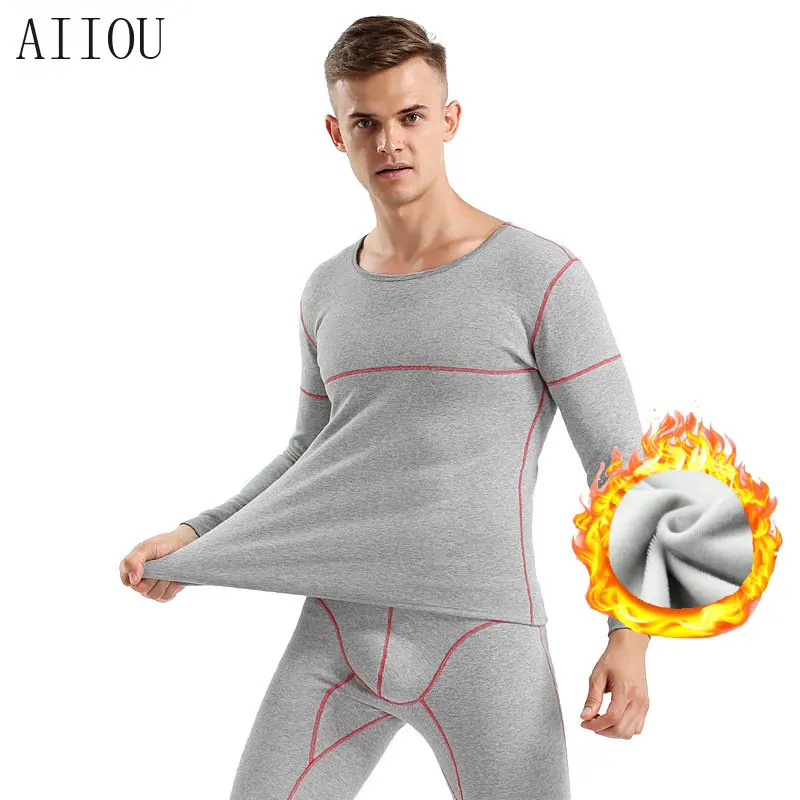 

AIIOU 2022 Mens Winter Thermal Underwear Keep Warm Sets Men Thick Fleece Thermo Underpants Clothing Leggings Tights Long Johns
