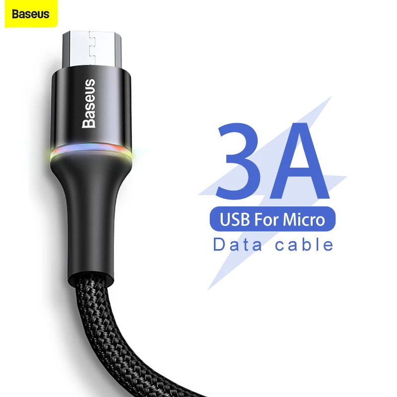 

Baseus Micro USB Cable 2A 3A Fast Charging Charger For Samsung Xiaomi Android Mobile Phone Wire Cord LED Lighting Mini usb Cable