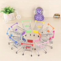 mini shopping cart kids toys simulation supermarket hand trolleys pretend play toy kids room desktop storage basket decoration