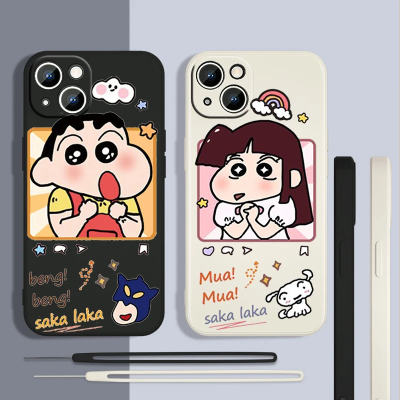 

Cartoon Crayon Shinchan Art For Apple iPhone 13 12 Mini 11 Pro XS MAX XR X 8 7 6S SE Plus Liquid Rope Silicone Phone Case Fundas