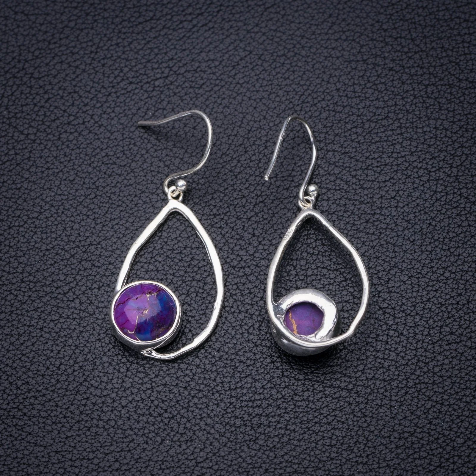 

StarGems Natural Copper Turquoise Handmade 925 Sterling Silver Earrings 1.5" E6769