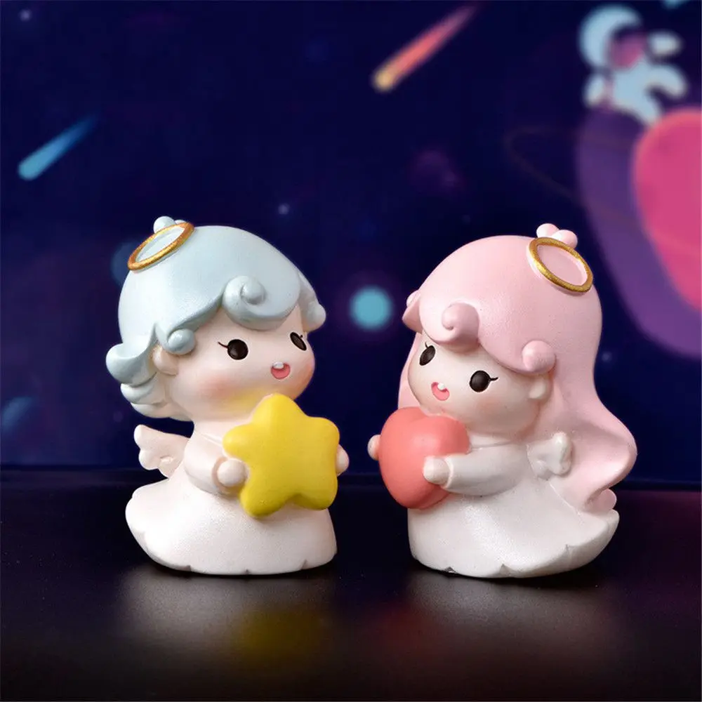 

Cute Miniatures Cartoon Home Decor Crafts Little Figurine Angel Couple Statue