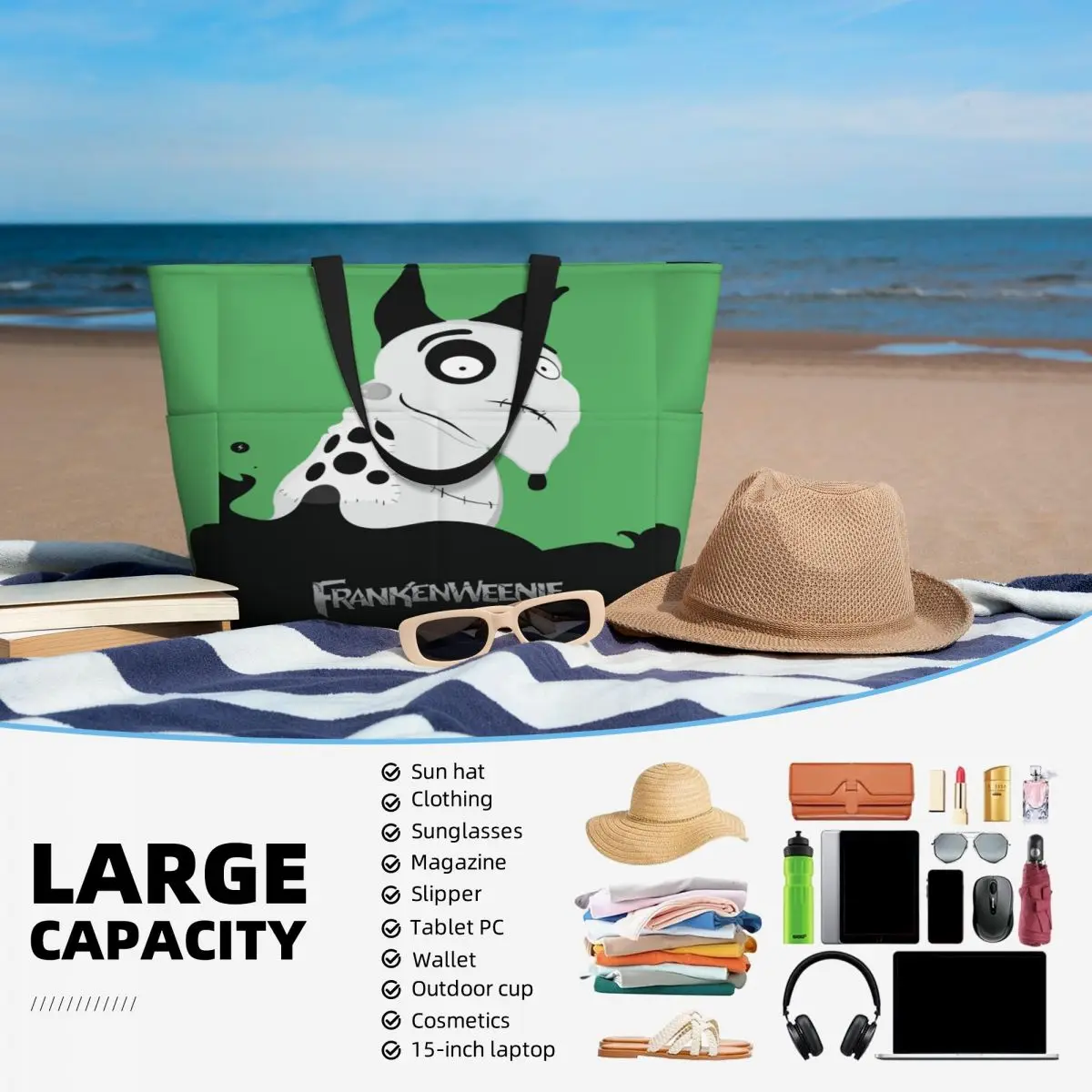 Пляжная большая сумка Frankenweenie Sparky Dog на заказ женские пляжные дорожные сумки