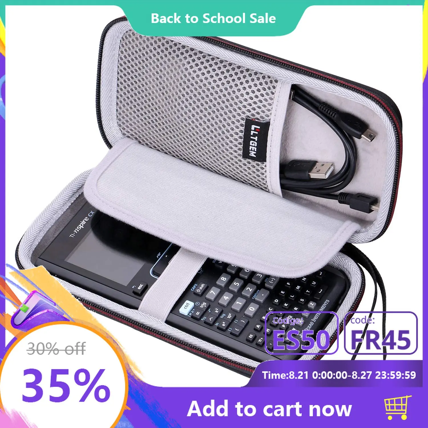 

EVA Hard Case for Texas Instruments Nspire CX CAS Graphing Calculator Protective Carrying Storage Bag