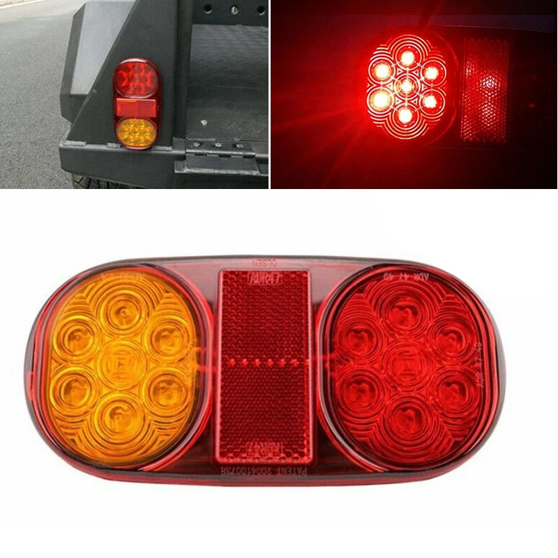 

10-30V LED Tail Lights Car Truck Trailer Boat Waterproof Lamp Stop Warning Indicator Light Bulb Accessories Yellow & Red