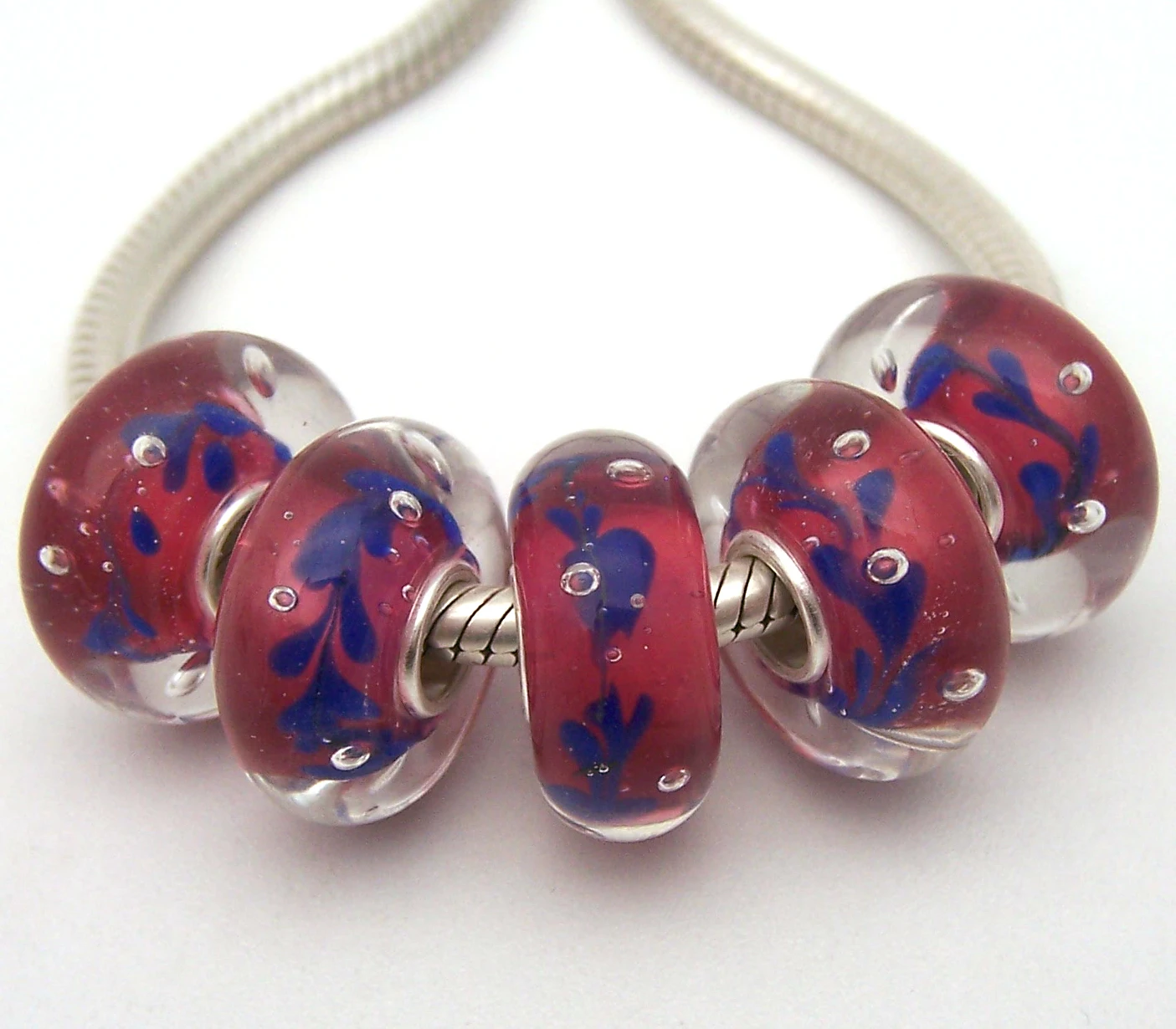 

YG1691 5X 100% Authenticity S925 Sterling Silver Beads Murano Glassbeads beads Fit European Charms Bracelet diy jewelry Lampwork