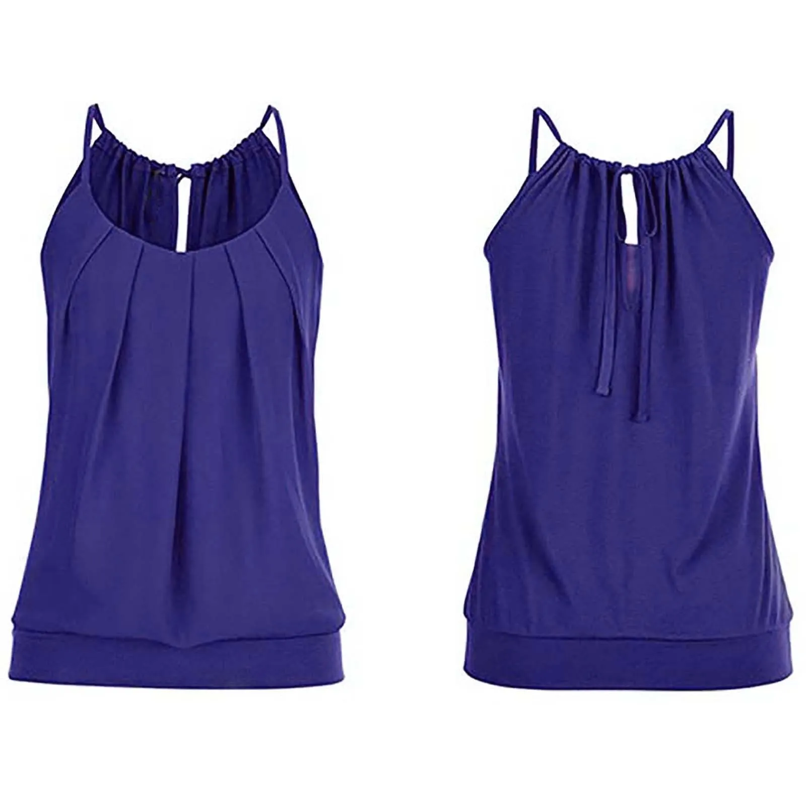 

solid summer Women Loose Wrinkled O Neck Cami girl Tank Tops Vest blusas tank tops Womens Crop Top Casual Shirt Femme T Shirt