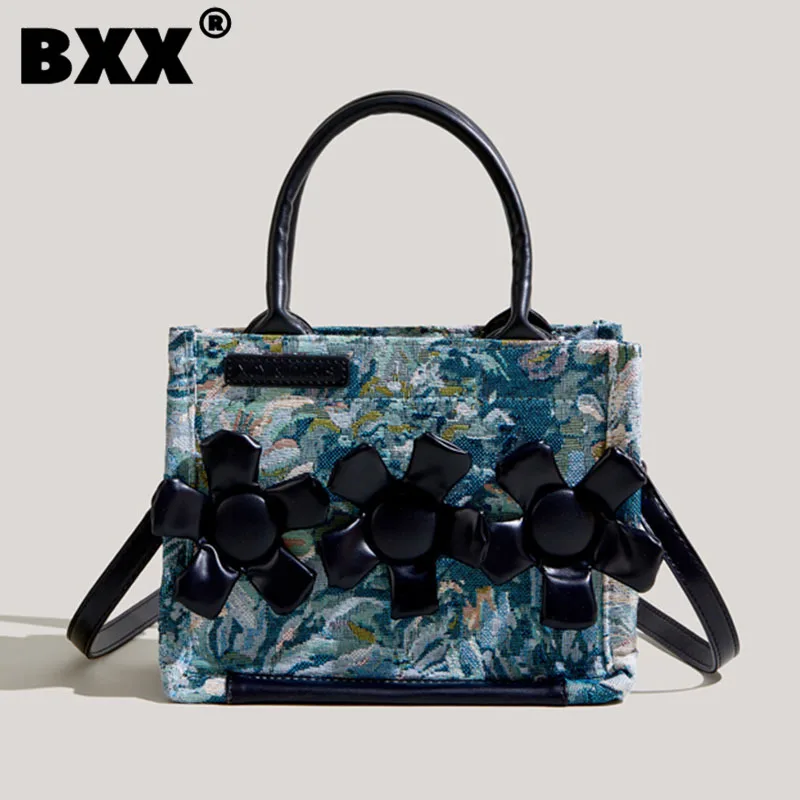 

[BXX] Appliques Geometric Printing Crossbody Handbag Canvas Trendy Temperament Exquisite Versatile Zipper Bag 2023 New 8CY413