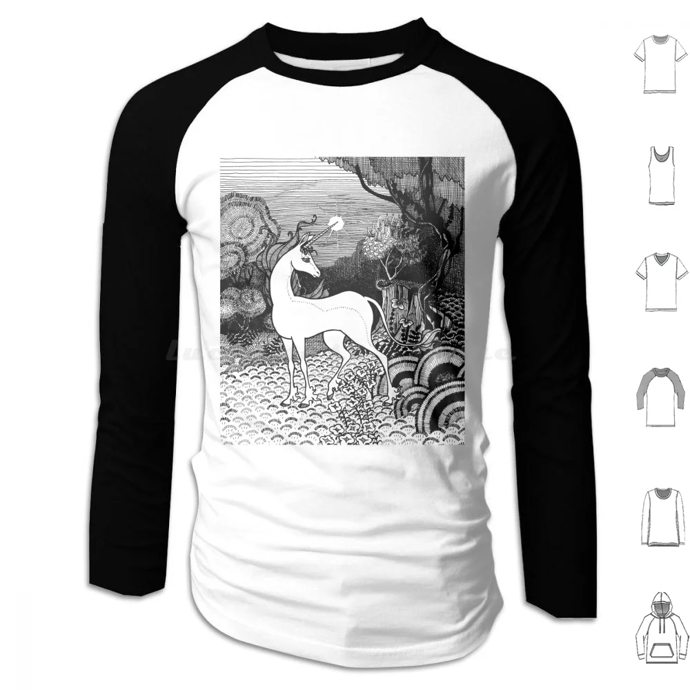 Последний Единорог в тени леса толстовки с длинным рукавом Alessia Di Gregorio Thelastunicorn