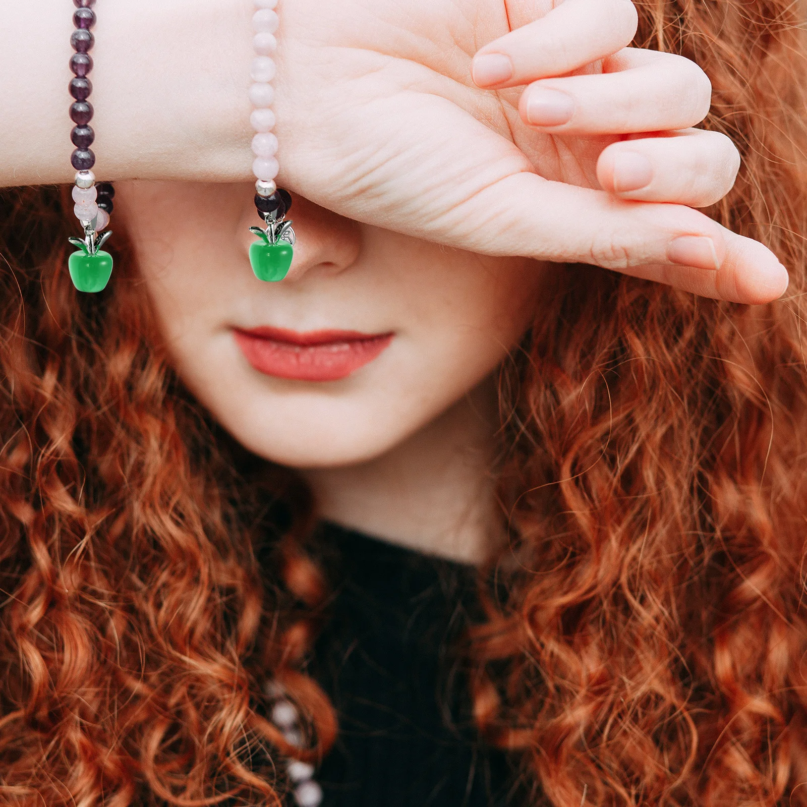 Подвески в виде яблока красочные кошачий глаз ожерелье сделай сам серьги