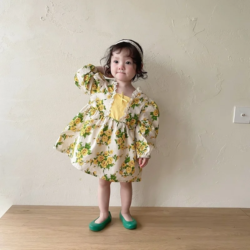

Kids Dresses for Girls Baby Spring Floral Princess Dress Korean Children's Dress Children's Dress