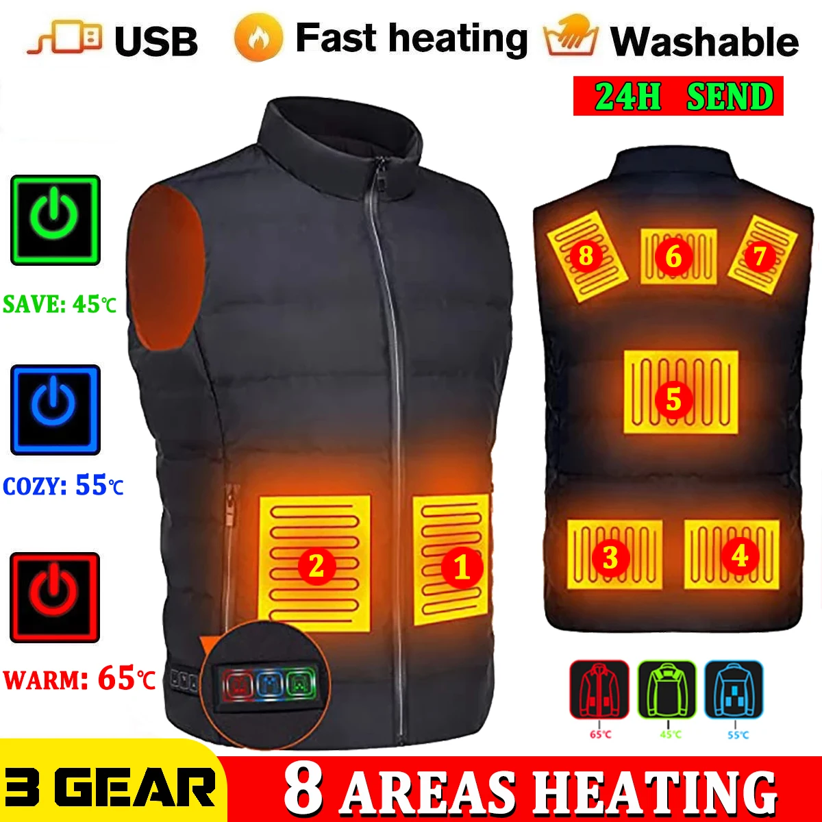 

Winter Warm women/men Jacket Heated Vest USB trekking Electric Heating Jacket Body Warmer Heating Pad hunting heated vest Jacket