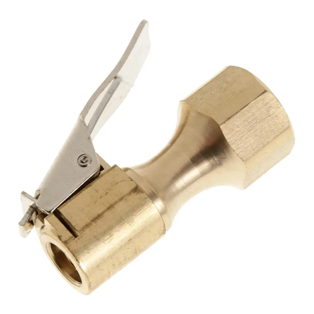 3-1 1/4&quot NPT Brass Tire Inflator Female Air Chuck for Clip Gold