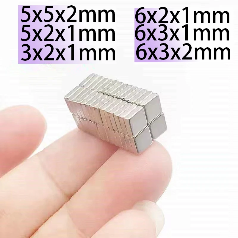 

5x5x2mm N35 Rectangle Neodymium Bar block Strong Magnets Rare Earth Magnets for Fridge Office Search Magnetic NdFeb storage