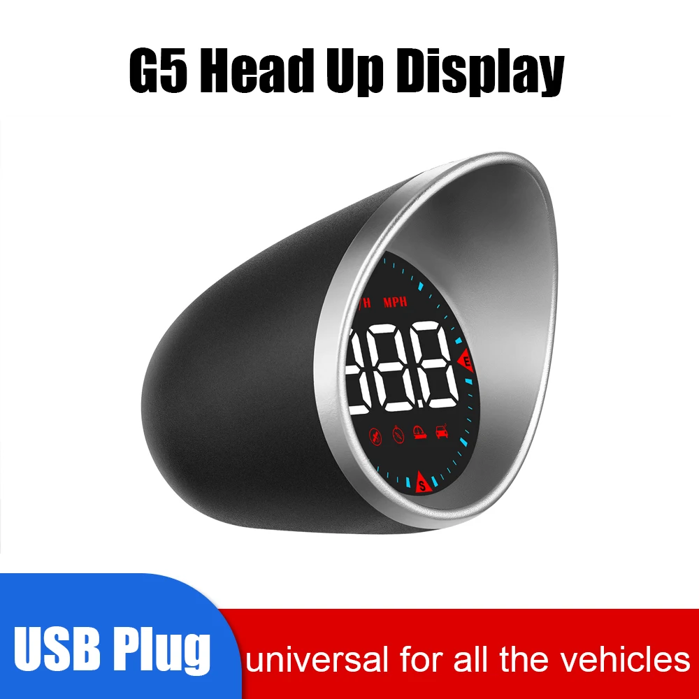 

G5 HUD Car Head Up Display RPM MPH Gauge Digital Speed Tester Meter Mileage Compass Dashboard Box Set Y03 HUD Only Speedometer