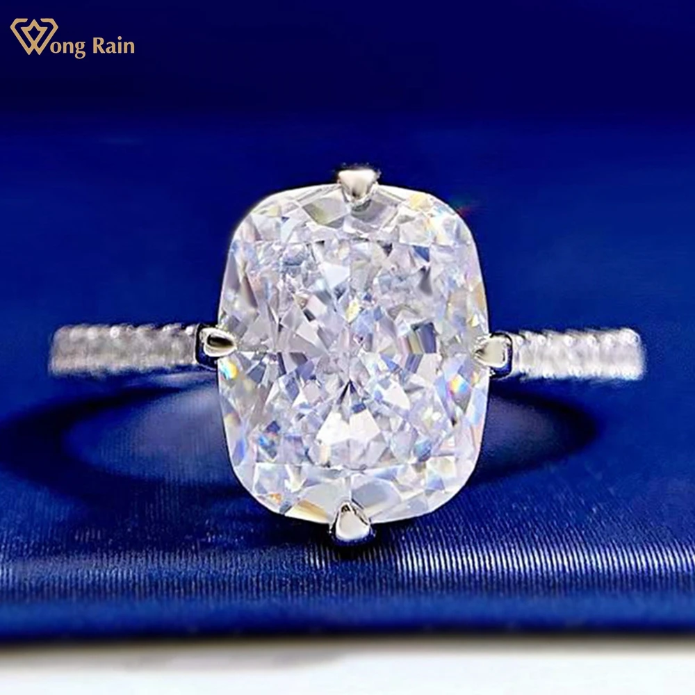 

Wong Rain 100% 925 Sterling Silver Crushed Ice Cut 8*10 MM Lab Sapphire Gemstone Ring For Women Jewelry Wedding Engagement Gifts
