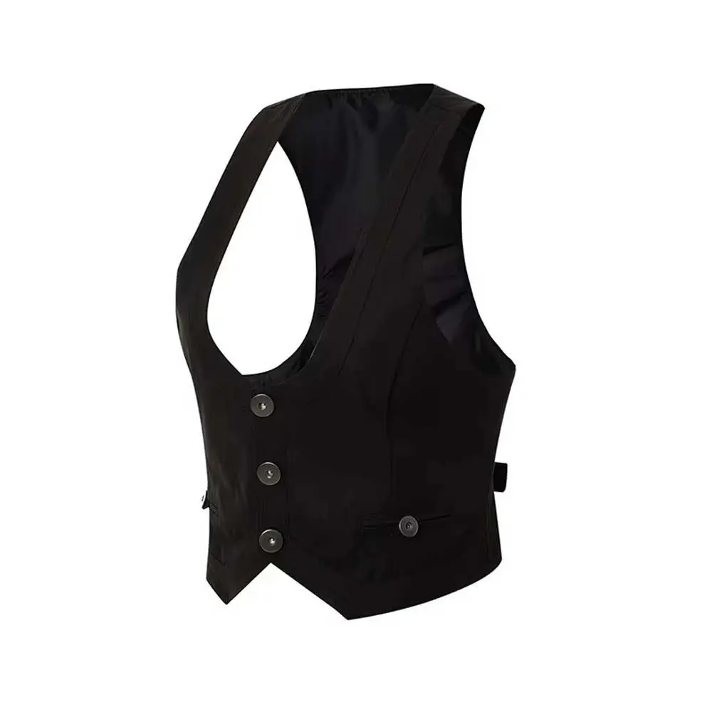 Женский жилет без рукавов укороченные топы костюм на пуговицах нагрудный куртка