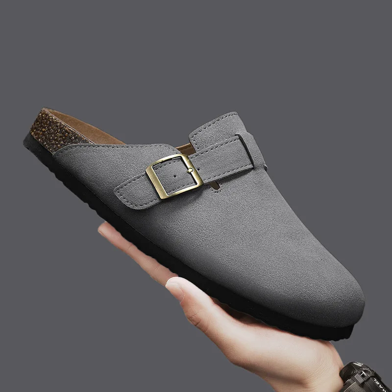 Шлепанцы мужские в стиле ретро кожаные повседневные сандалии удобная уличная