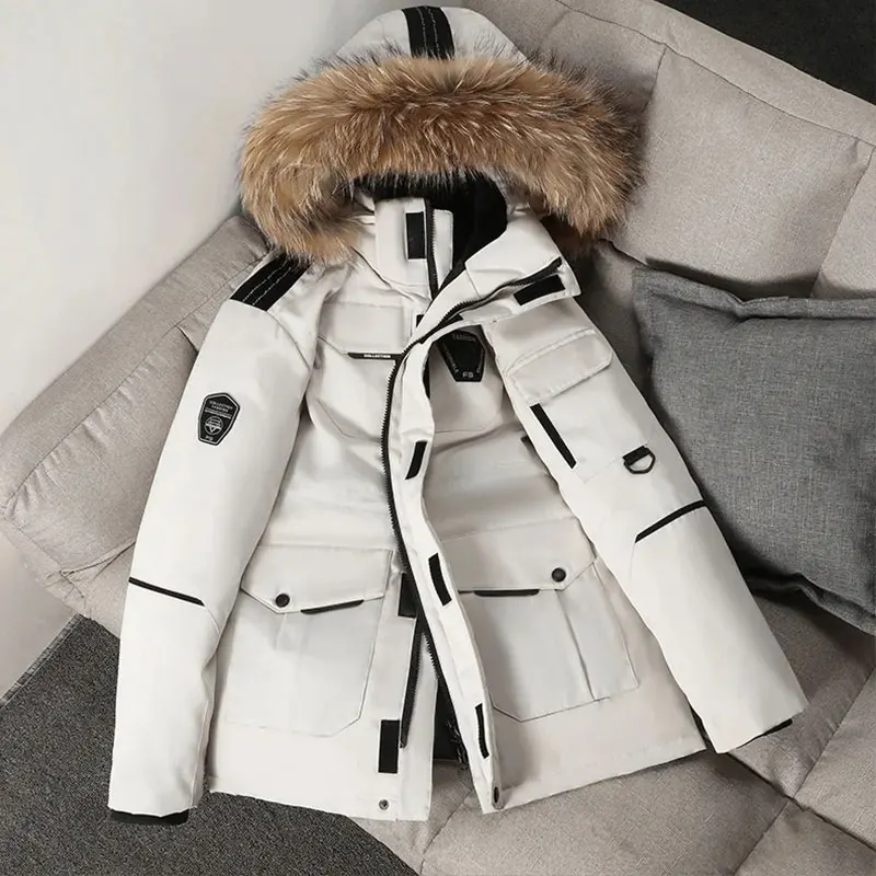 

-30 Degree Winter Down Jacket Women 90% White Duck Down Parka Coat Hooded Real Fur Collar Down Thicken Coats Snow Outerwear New