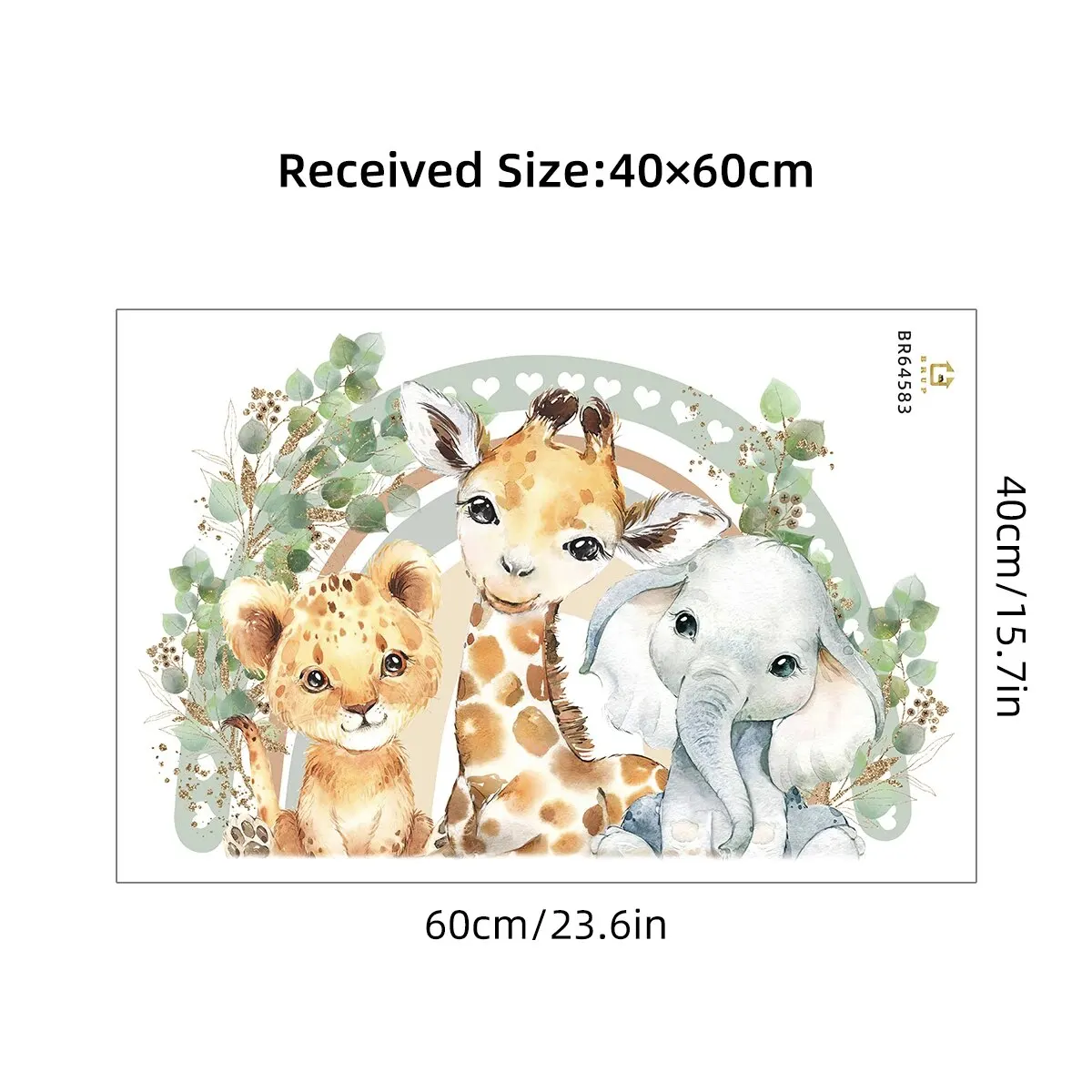 Наклейки На Стену С Мультяшными Животными-счастливый Лев Жираф Слон Радужная