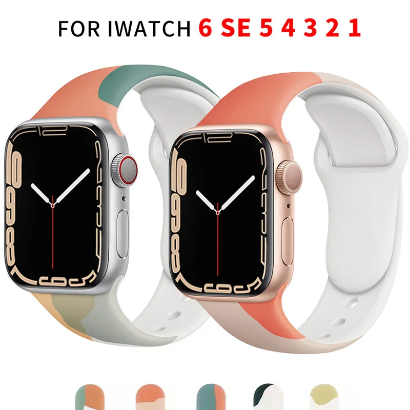 2021 Color Strap for Apple Watch Band 40mm 44mm iWatch serie4/5/6/SE/7 Silicone bracelet for Apple watch band 45mm 41mm watchban