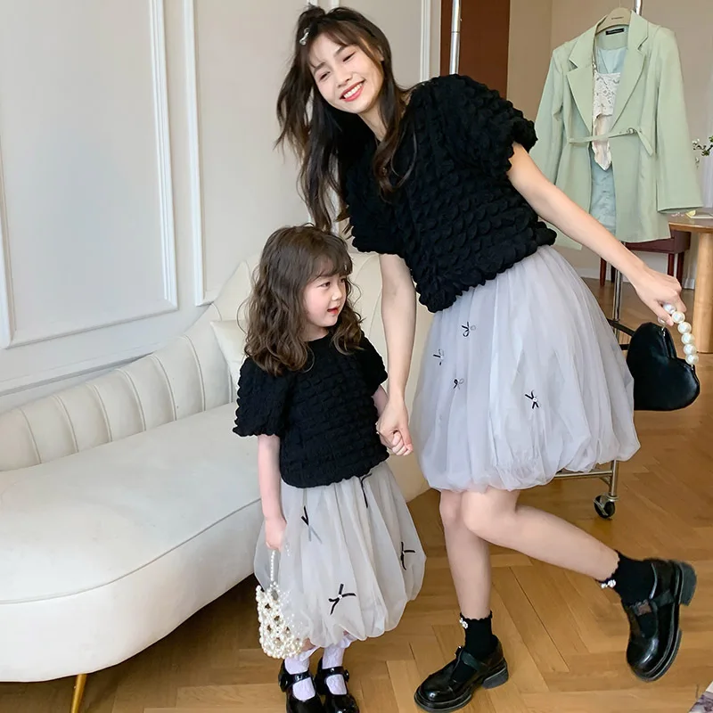 

Mother And Daughter Clothes Sets Mommy And Me Outfits Women's Skirts Sets Mom Baby Girls Matching Two Piece Clothing Kids Suit