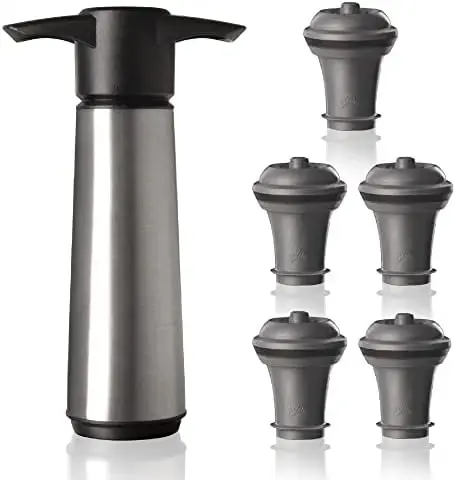 

Saver Steel with Vacuum Wine Stopper - Keep Your Wine Fresh for up to 10 Days - 1 3 Stoppers - Reusable - the Netherlands Kl