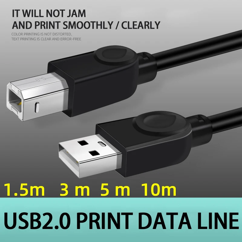 

New Usb Cable For Printer High Speed A To B Male To Male Usb Printer Cable Data Sync For 3D Label Printer 0.5m 1m 1.5m 5m 10m