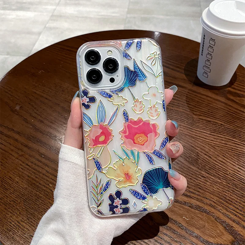 Высококачественный Мягкий Силиконовый Чехол С Цветочным Узором Для Iphone 14/13/12/11 Pro