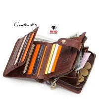 rfid crazy horse leather multifunctional mens wallet genuine leather clutch bag