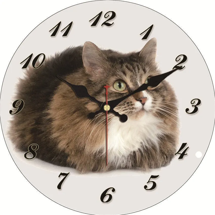 

Funny Cat Wall Clocks Battery Operated 16 Inch Quiet Desk Clock Decor for Living Room Home Office School Kitchen (Large,round)