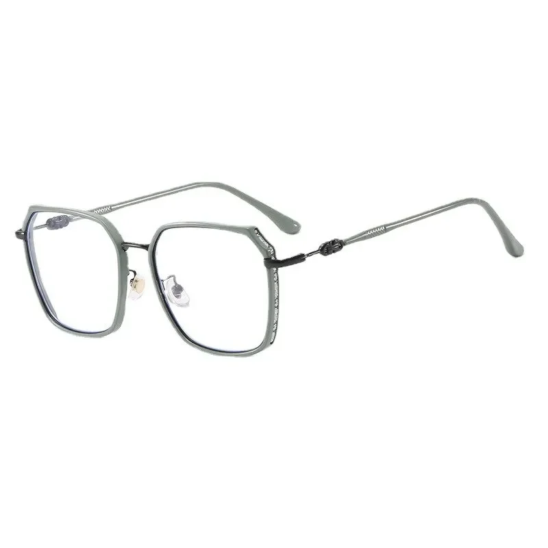 Ультралегкие голубые очки с блокировкой простые в стиле ретро зеленой оправой