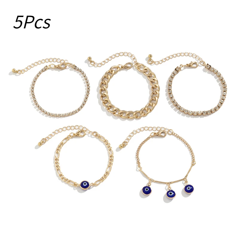 

Bohemian Style Rhinestone Bracelet Fashion Blue Evil Eye Bracelet Female