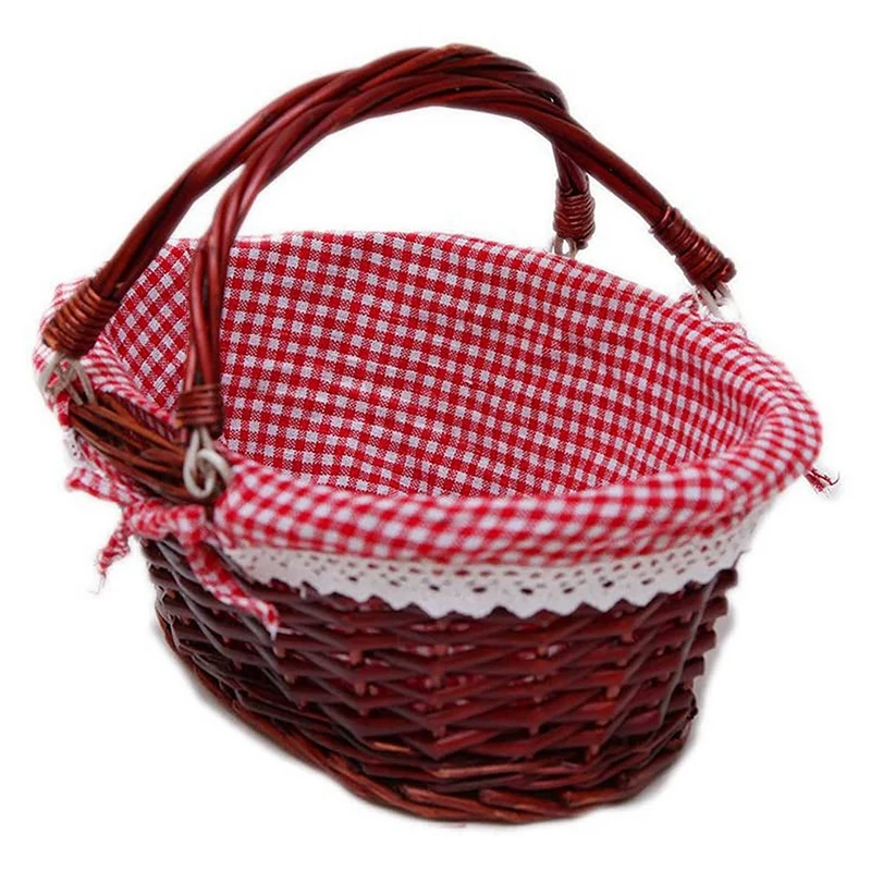 

3X Wicker Basket Gift Picnic Basket Candy Basket Storage Basket Wine Basket With Handle Egg Gathering Wedding Basket