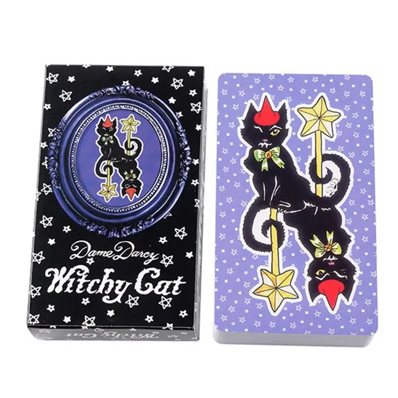 

12x7cm Witchy Cat Tarot Magic Smart Wizard Cat Tarot Cards European And American Wind Pan Waite Tarot Cards Entertainment