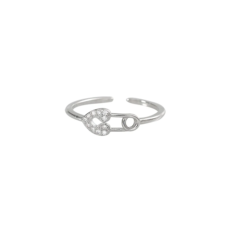 

925 sterling silver Paper Clip Ring Female fashion personality cold wind niche design opening Ring new