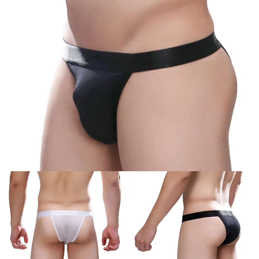 Мужские трусики бикини одежда для геев ледяной шелк бандаж мужские сексуальные