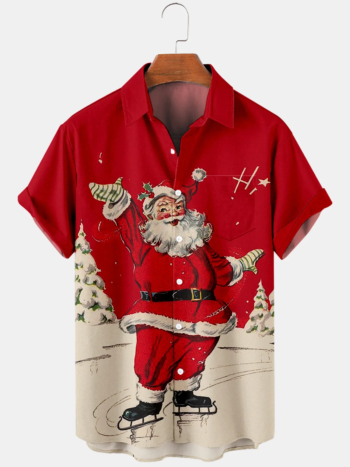 

2022 New Christmas Shirts Women Men Winter Christmas Party Shirts Button Loose Short Sleeve T-Shirts 3D Printing Snowman Shirts