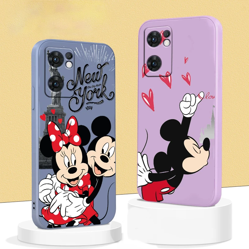 

London Disney Mickey Minnie Liquid Rope Cover Phone Case For OPPO A73 A31 2020 Reno7 SE 6 5 4 2 Z Lite Pro Plus 5G 4G Funda
