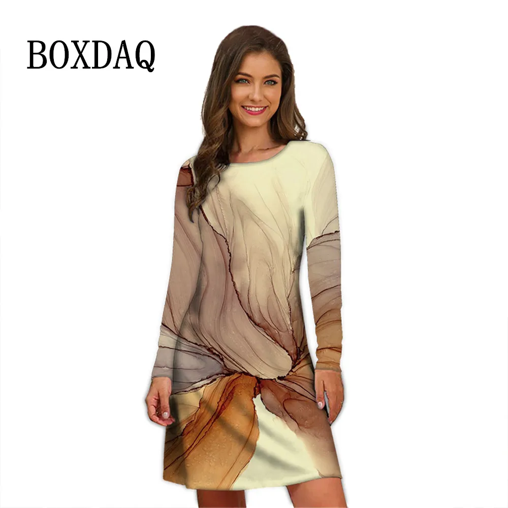 Женское платье с абстрактным принтом повседневное ТРАПЕЦИЕВИДНОЕ ПЛАТЬЕ