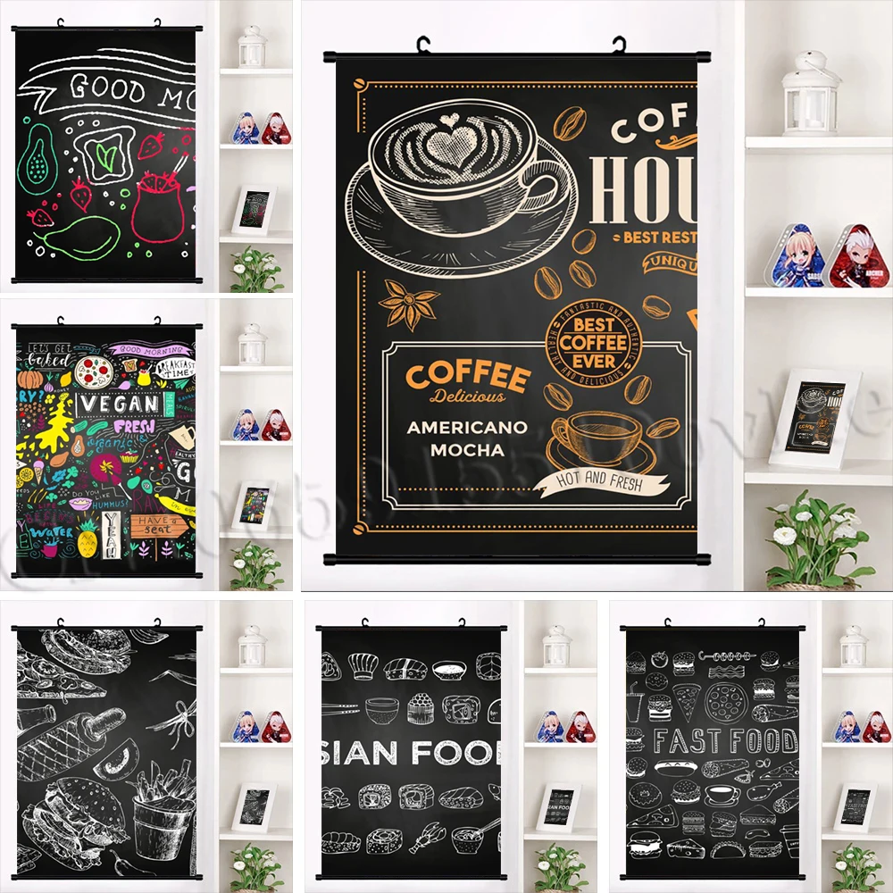 

Food Posters Canvas Coffee Paintings Modular Pizza Picture Hanging Scrolls Classic Wall Artwork Prints Home Cuadros Decorative