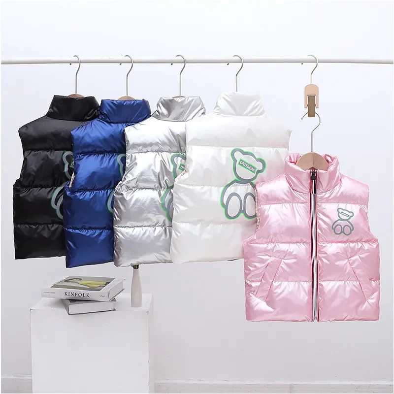 

Girls Boys Baby's Kids Down Vest Waistcoat 2023 Bear Warm Plus Thicken Winter Autumn Jacket Children's Clothes