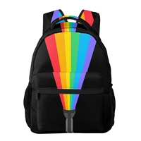 aesthetic backpack backpack teenager girls school book bag large capacity travel bag rainbow flashlight