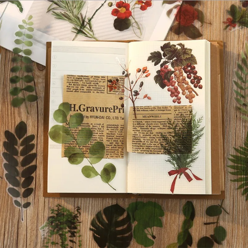 

40pcs/pack Dream Dance Decorative Handbook Sticker Pack The Secret of the Window Series Retro Plant Flower Grass DIY Material