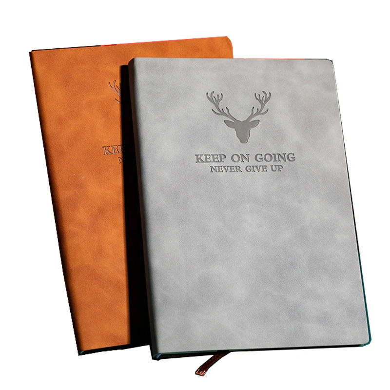 

A5 Deer Head Skin-Feeling Leather Business Notebook Simple Meeting Study Notepad Office Stationery PU Diary (Customizable)