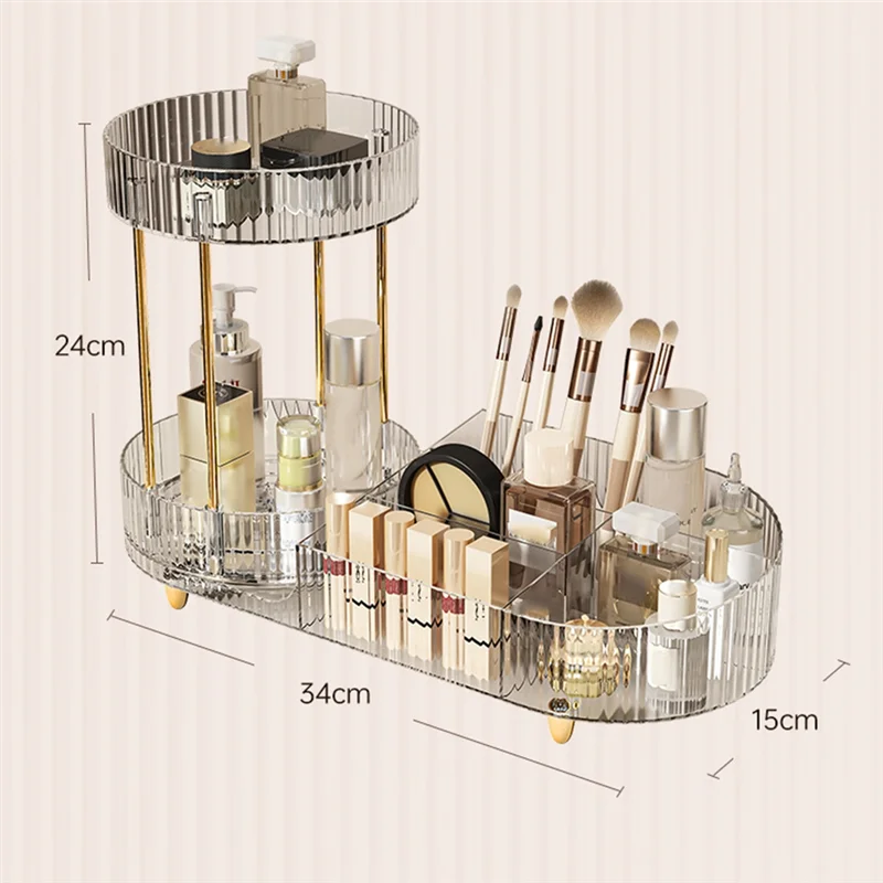 ABGR-Skincare Cosmetics Вращающийся органайзер для макияжа для туалетного столика, 2-уровневый парфюм с держателями для кистей (art.: 3920d24fc3763) - 3920d24fc3763