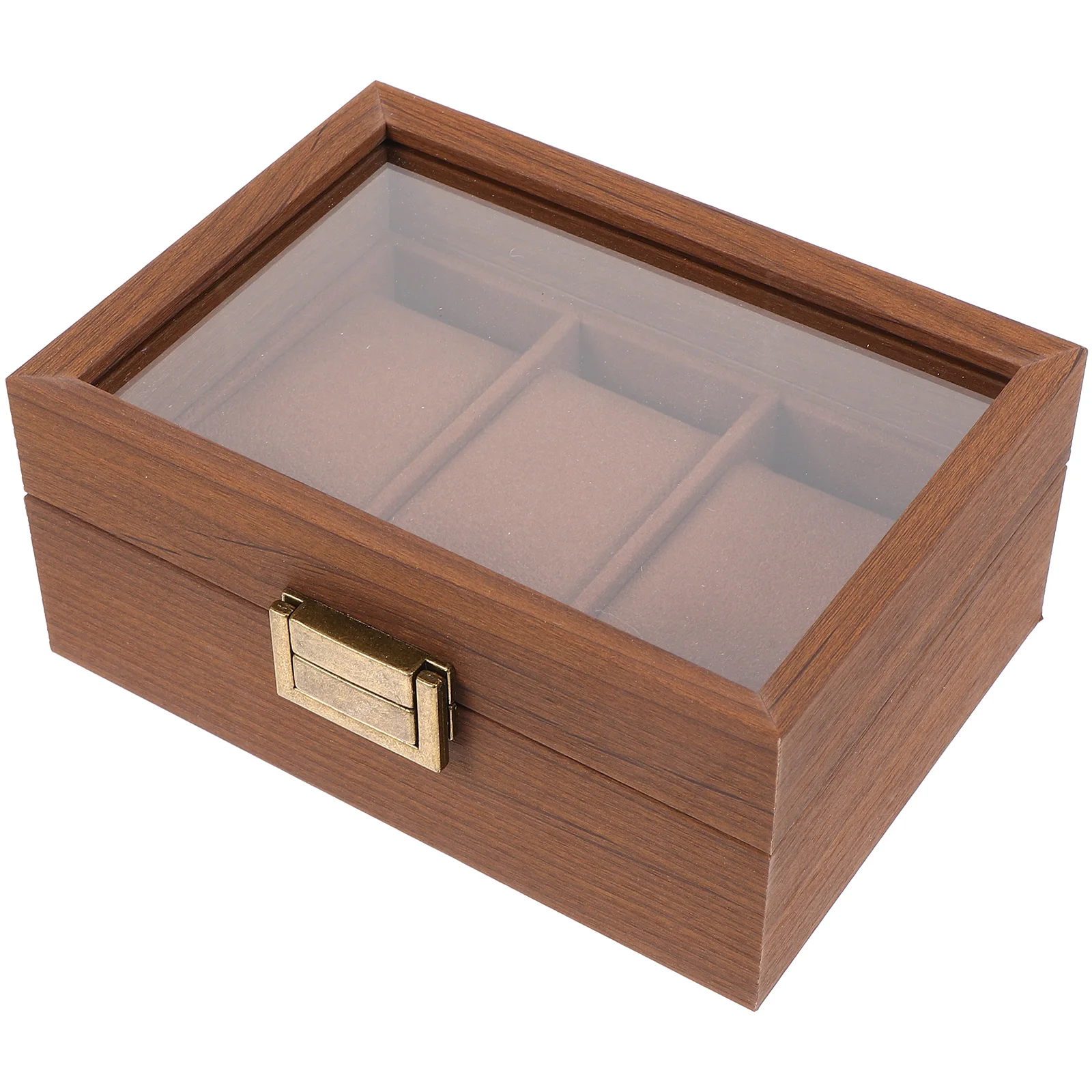 

Деревянный контейнер для хранения часов, портативный контейнер для часов с 3 отделениями и крышкой