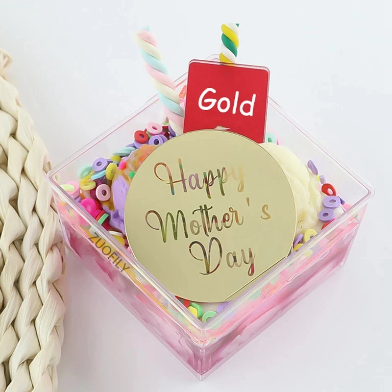 

10 шт. Золотой Топпер для торта на день матери, акриловый Топпер для кексов, Круглый круглый Топпер для торта, десерт «сделай сам», украшение д...