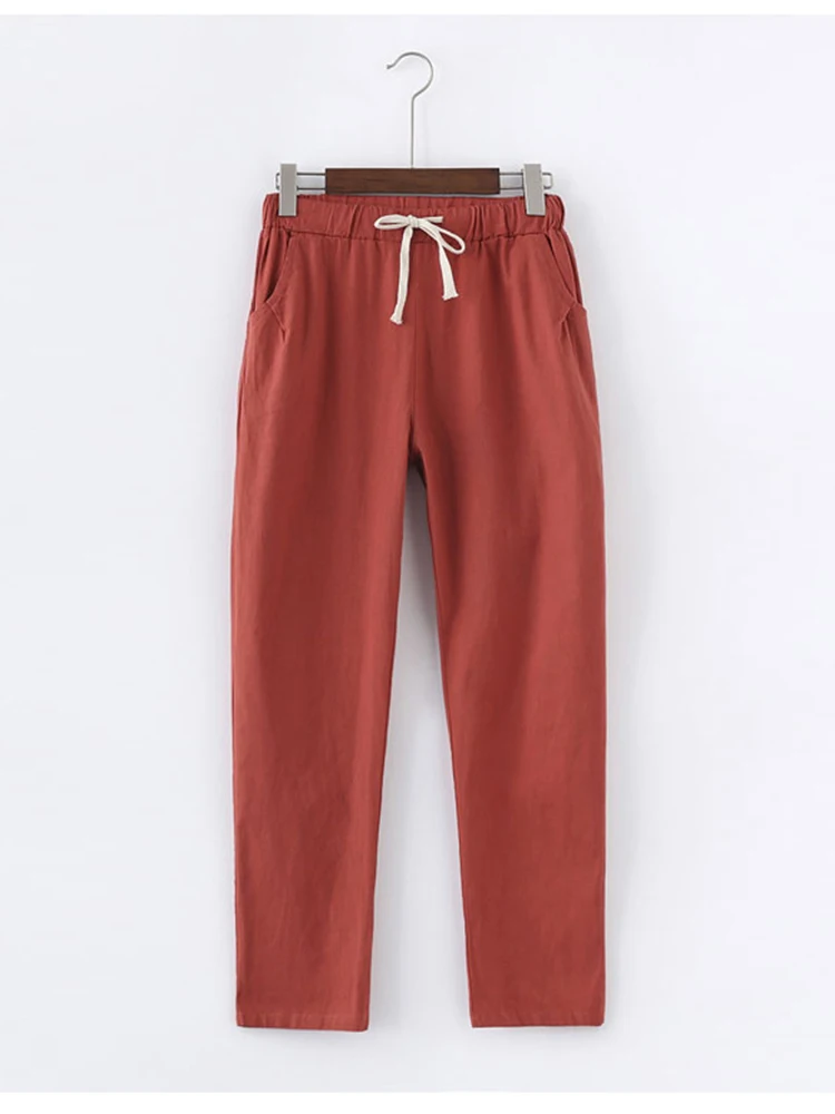 Брюки ZOKI женские из хлопка и льна повседневные свободные однотонные