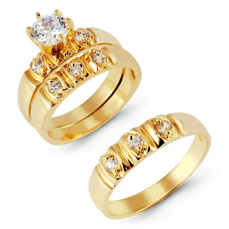 

Elegant Qualities Gold Colors Rings for Women Set Trendy Metal Inlaid White Stone Wedding Engagement Jewelry